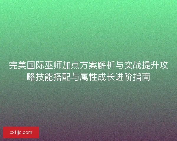 完美国际巫师加点方案解析与实战提升攻略技能搭配与属性成长进阶指南