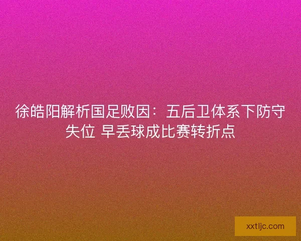 徐皓阳解析国足败因：五后卫体系下防守失位 早丢球成比赛转折点
