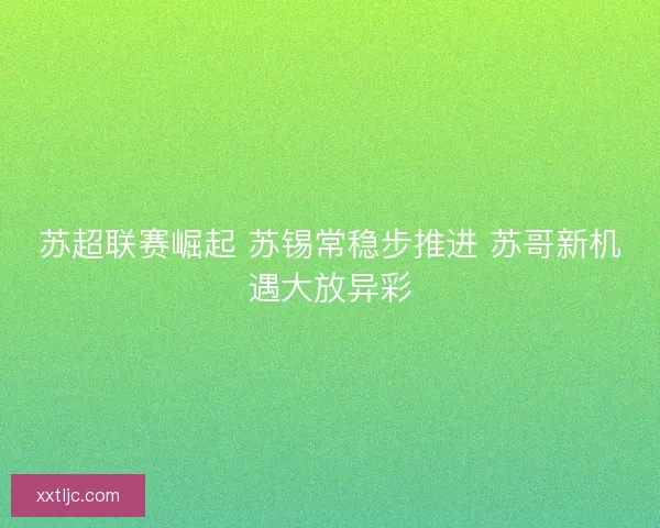 苏超联赛崛起 苏锡常稳步推进 苏哥新机遇大放异彩