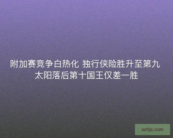附加赛竞争白热化 独行侠险胜升至第九 太阳落后第十国王仅差一胜