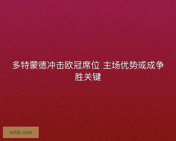 多特蒙德冲击欧冠席位 主场优势或成争胜关键